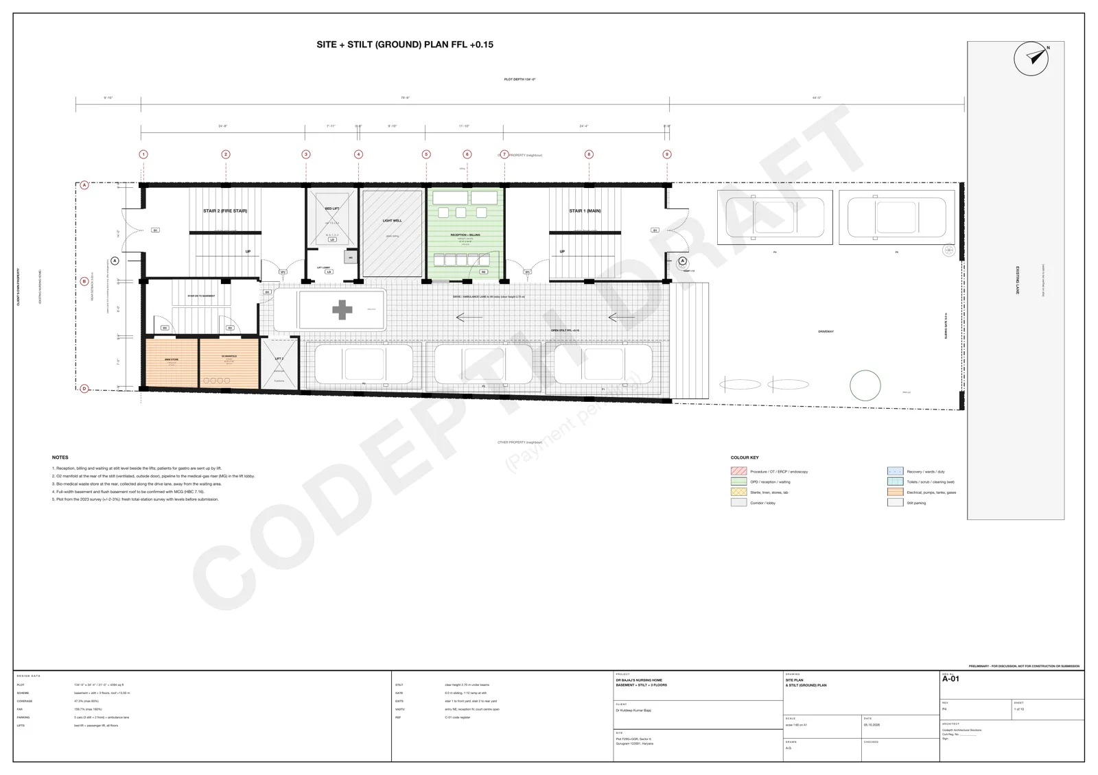 A-01 · Site plan and stilt